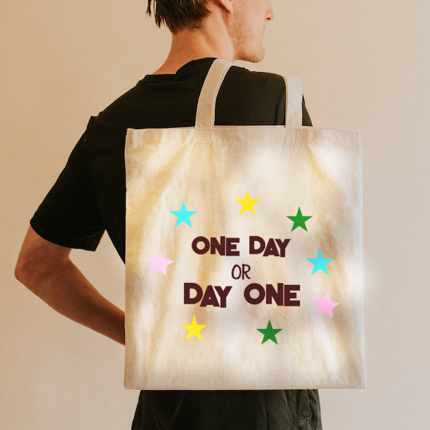 Tote-It: One Day or Day One – Motivational Canvas Tote